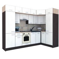 Bucatarie de Colt BIG GENA NEW ST. 150-290, Wenge / Decor 8508